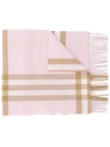 Burberry Mu Giant Scarf With Alabaster Tartan Pattern In Pink