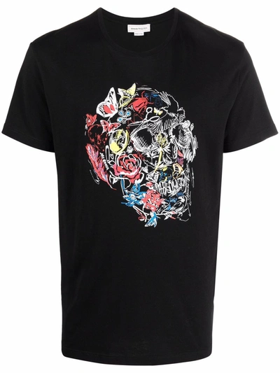 Alexander Mcqueen Skull-print Cotton T-shirt In Nero