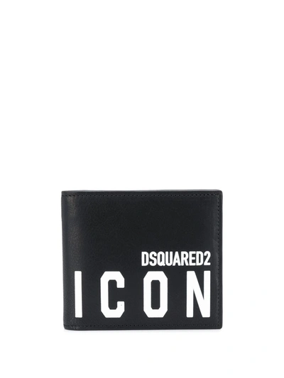 Dsquared2 Leather Wallet With Icon Logo In Black