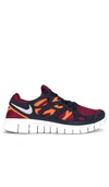 Nike Free Run 2 Sneakers In Dark Beetroot/total Orange-red In Dark Beetroot  White  & Total Orange