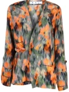 Off-white Graphic-print Silk Blouse In Green