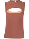 DION LEE DOUBLE HOSIERY CUT-OUT TANK TOP
