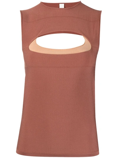 Dion Lee Double Hosiery Cut-out Tank Top In Brown