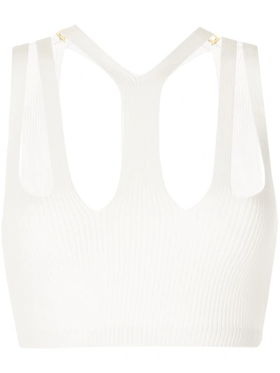 Dion Lee Ribbed-knit Cropped Top In White