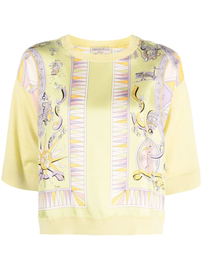 Emilio Pucci Graphic-print Short-sleeve Top In Green