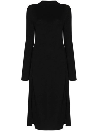 Tibi Cut-out Back Midi Dress In Black