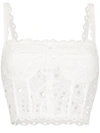 Charo Ruiz Tessa Broderie Anglaise Cotton-blend Top In 白色