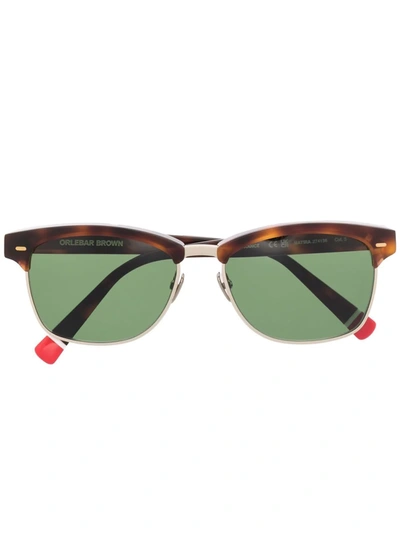 Orlebar Brown Tortoiseshell Rectangle Frame Sunglasses In Gold