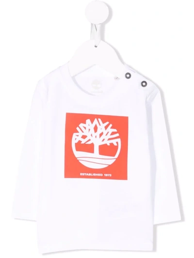 Timberland White T-shirt For Baby Boy With Tree