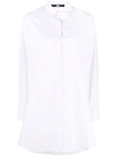 Karl Lagerfeld Embellished Logo Tunic Shirt In White