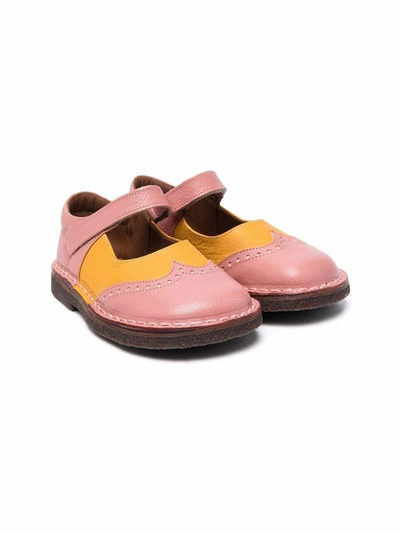Pèpè Kids' Perforated Detail Colour Block Ballerinas In Pink