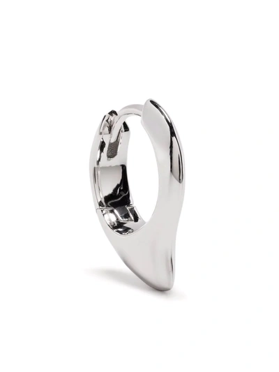 Maria Black White Rhodium-plated Fiona Single Huggie Hoop Earring In Silver