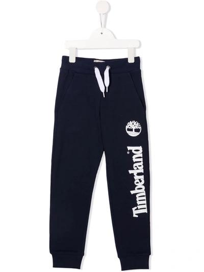 Timberland Logo Print Joggers In Blue