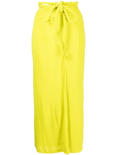 Dion Lee Rope-wrap Straight Skirt In Yellow