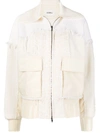 Goen J Frayed-detail Bomber Jacket In White
