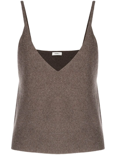 Goen J V-neck Cashmere Tank Top In Brown