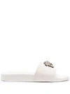 Versace Medusa Plaque Flat Slides In White