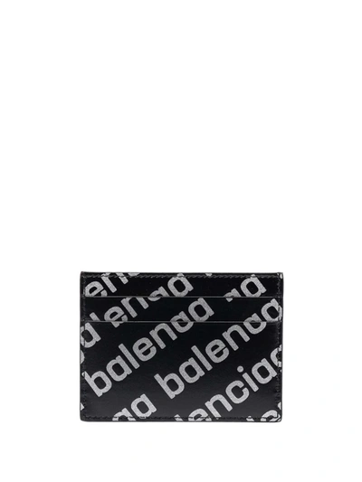 Balenciaga Cash Logo Print Cardholder In Black