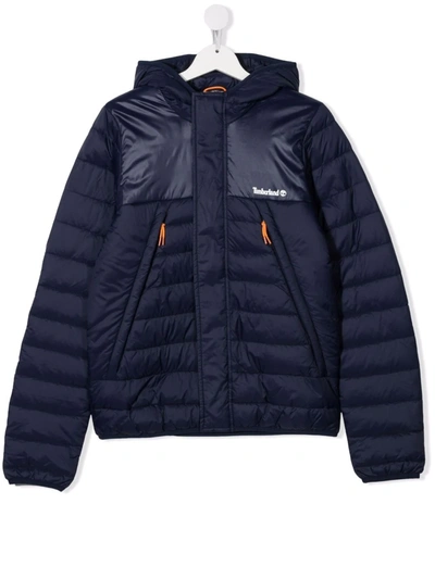 Timberland Teen Hooded Padded Jacket In Blue