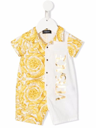 Versace Babies' Barocco-print Panelled Shorties In White