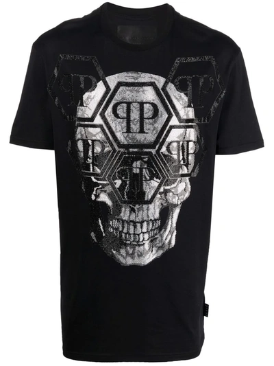 Philipp Plein Crystal Skull Logo T-shirt In Black
