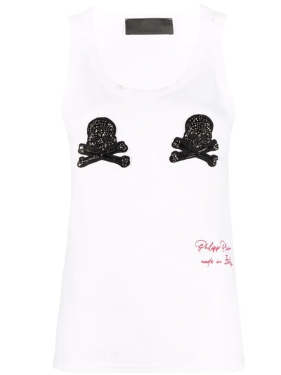 Philipp Plein Skull-appliqué Tank Top In White