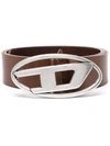 Diesel Red Tag Logo-buckle Leather Belt In 褐色