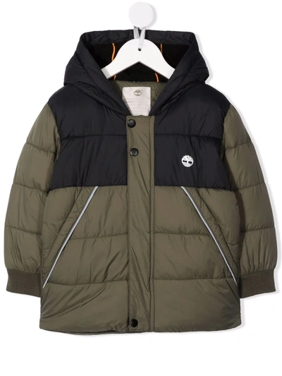 Timberland Babies' Water-repellent Hooded Puffer Jacket In Green