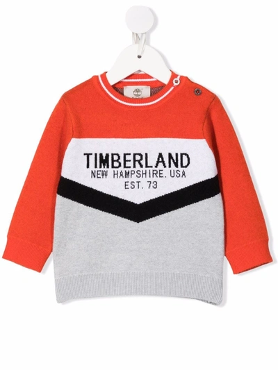 Timberland Babies' Logo Colour-block Jumper In Orange