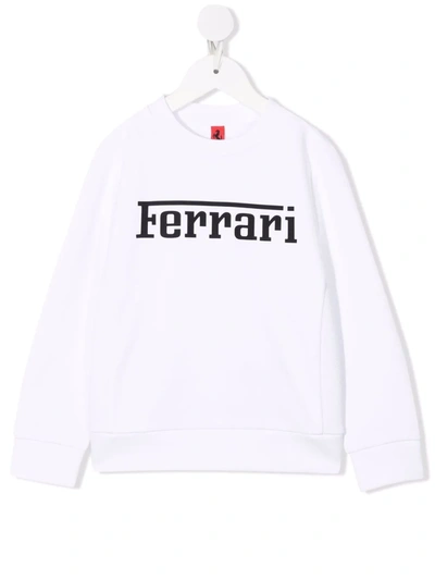 Ferrari Logo Print Sweatshirt In White