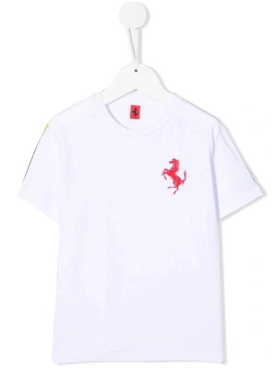 Ferrari Prancing Horse Logo-tape T-shirt In White