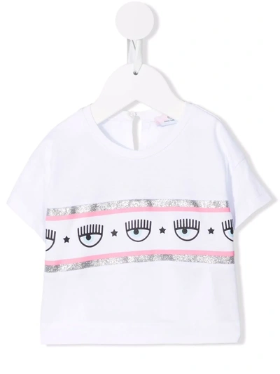 Chiara Ferragni Kids' White T-shirt With Print In Bianco