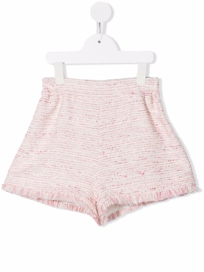 Monnalisa High-waisted Frayed Shorts In Pink