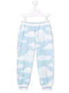 Monnalisa Cloud-print Cotton Track Trousers In Blue
