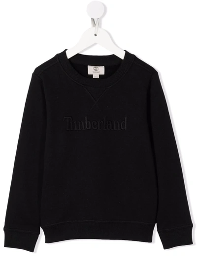 Timberland Teen Logo-embroidered Sweatshirt In Black