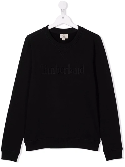 Timberland Teen Logo-embroidered Sweatshirt In Black