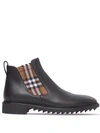 BURBERRY CHECK-PANEL ANKLE BOOTS