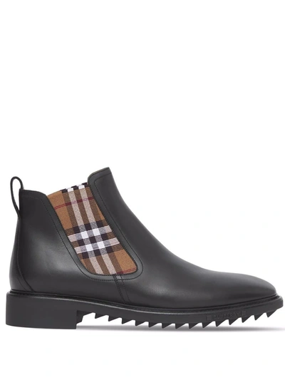 BURBERRY CHECK-PANEL ANKLE BOOTS