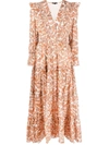 MAJE PAISLEY-PRINT RUFFLED DRESS