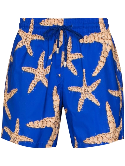 Vilebrequin Okohina Graphic-pattern Recycled-polyester Swim Shorts In Blue