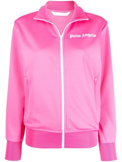 Palm Angels Bubble Pink Woman Sweatshirt With Zip And Logo