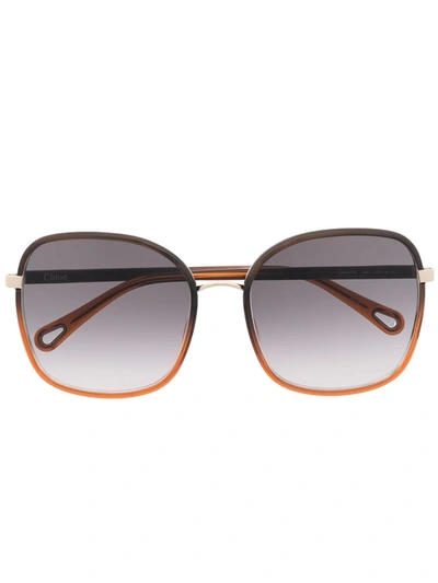Chloé Tinted Oversize-frame Sunglasses In 黑色