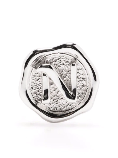 Maria Black Pop Letter N Coin In Silver