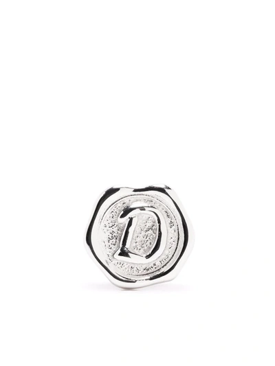 Maria Black Letter D Coin In Silver