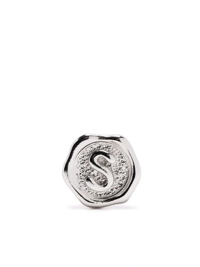 Maria Black Letter S Coin In Silver