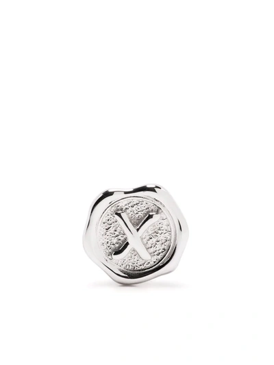 Maria Black Letter X Coin In Silver