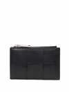 Bottega Veneta Intrecciato Mini Leather Coin Wallet In Black