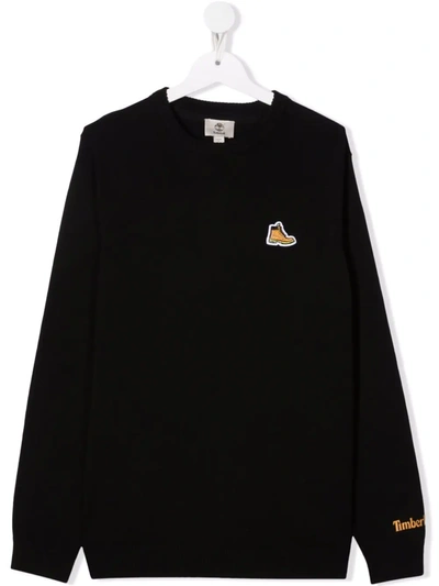 Timberland Boot-patch Cotton Jumper In Black