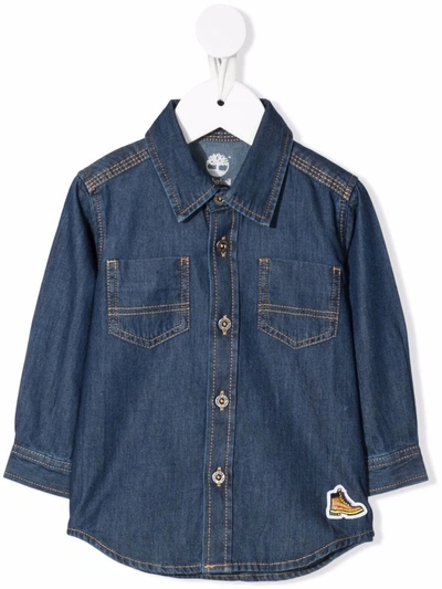 Timberland Babies' Buttoned Denim Shirt In Blue
