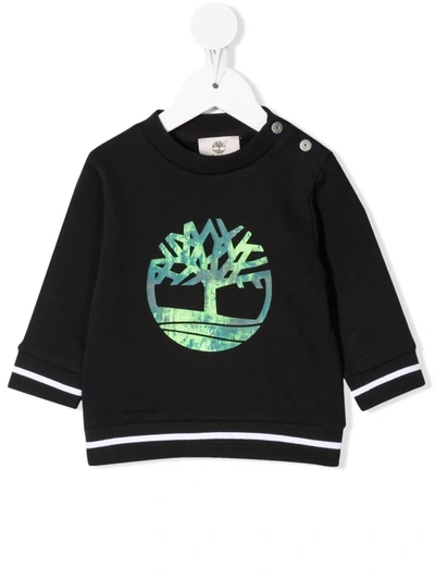 Timberland Babies' Tipped Logo-print Sweatshirt In Black